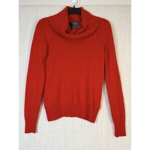 Ralph Lauren 100% Cashmere Sweater Womens S Red Scarf Cowl Neck Luxury